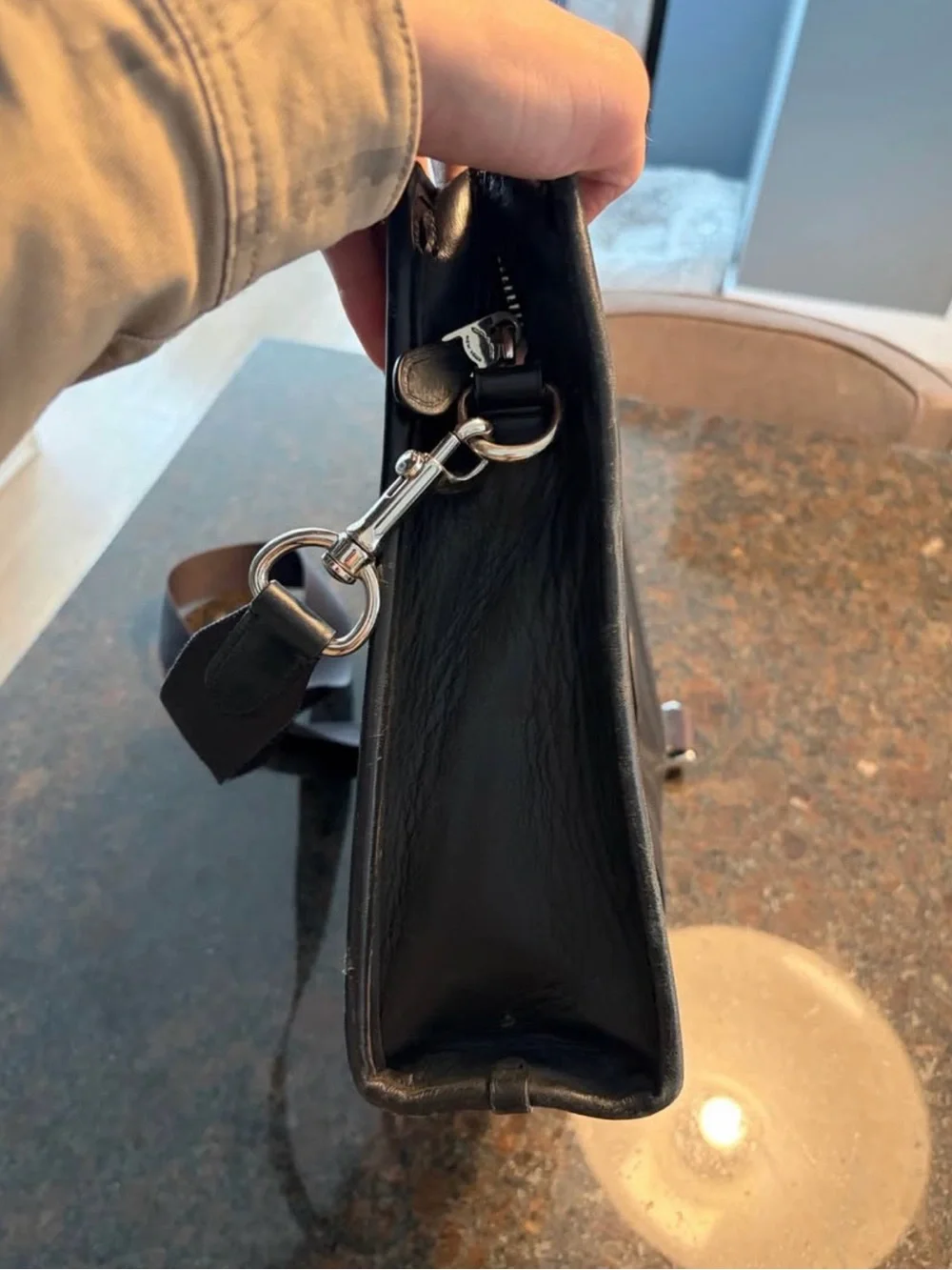 Coach Black Leather Laptop Briefcase with Shoulder Strap